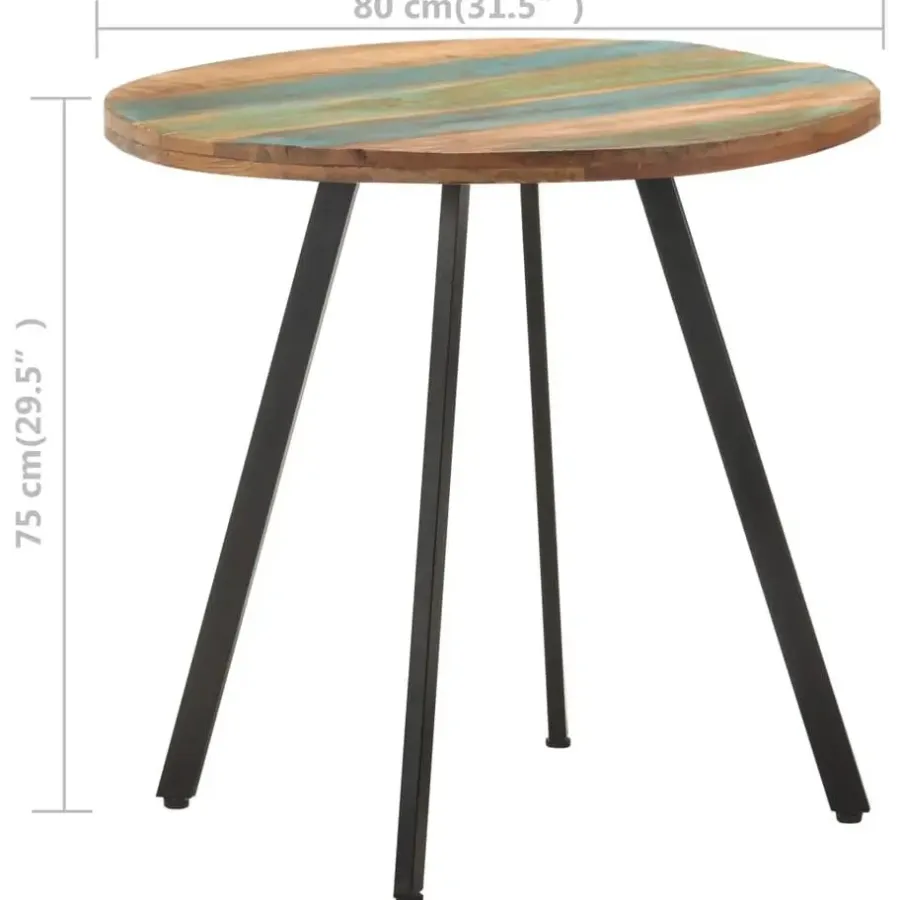 Industriële Eettafels|Houten Eettafels-vidaXL Eettafel - Ronde tafel - Massief gerecycled hout en ijzer - Ø80 cm