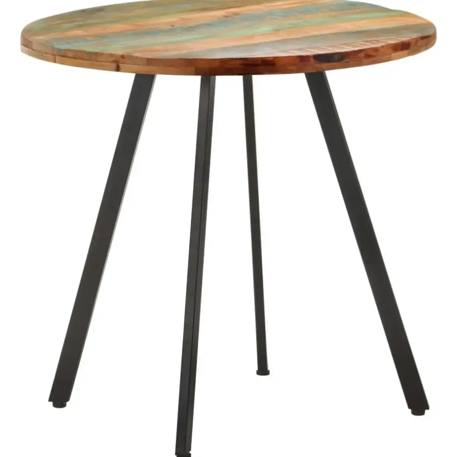 Industriële Eettafels|Houten Eettafels-vidaXL Eettafel - Ronde tafel - Massief gerecycled hout en ijzer - Ø80 cm