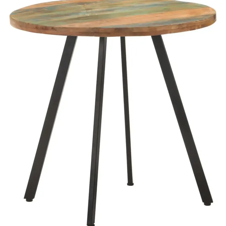 Industriële Eettafels|Houten Eettafels-vidaXL Eettafel - Ronde tafel - Massief gerecycled hout en ijzer - Ø80 cm