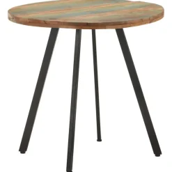 Industriële Eettafels|Houten Eettafels-vidaXL Eettafel - Ronde tafel - Massief gerecycled hout en ijzer - Ø80 cm