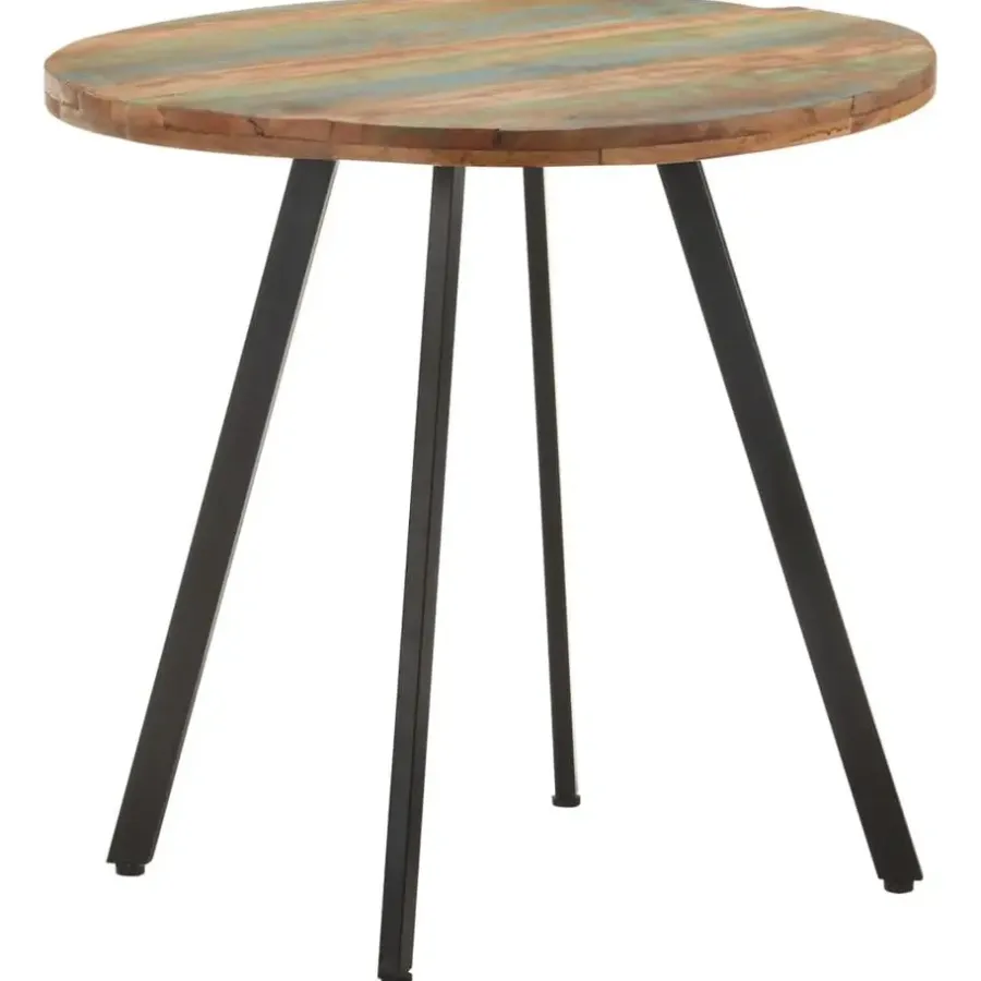 Industriële Eettafels|Houten Eettafels-vidaXL Eettafel - Ronde tafel - Massief gerecycled hout en ijzer - Ø80 cm