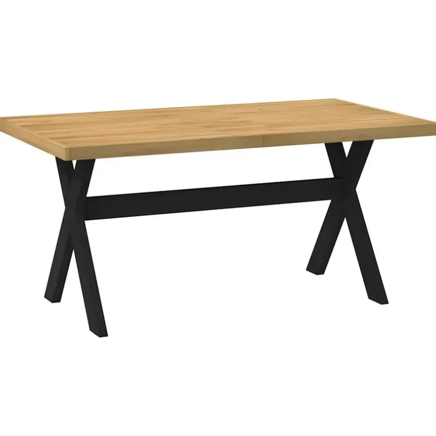 Rechthoekige Eettafels-vidaXL Eettafel NOAIN met X-poten - Naturel - Massief grenenhout - 160x90 cm