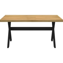 Rechthoekige Eettafels-vidaXL Eettafel NOAIN met X-poten - Naturel - Massief grenenhout - 160x90 cm