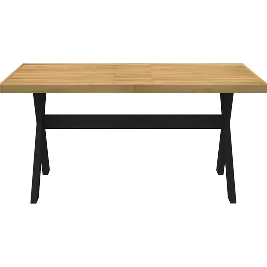 Rechthoekige Eettafels-vidaXL Eettafel NOAIN met X-poten - Naturel - Massief grenenhout - 160x90 cm