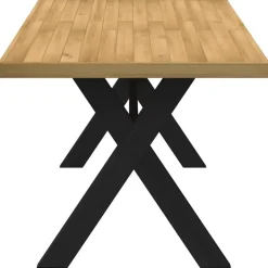 Rechthoekige Eettafels-vidaXL Eettafel NOAIN met X-poten - Naturel - Massief grenenhout - 160x90 cm