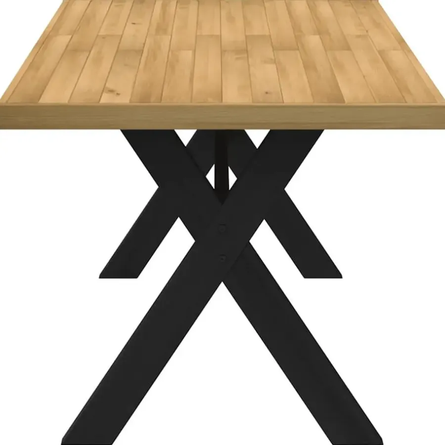 Rechthoekige Eettafels-vidaXL Eettafel NOAIN met X-poten - Naturel - Massief grenenhout - 160x90 cm