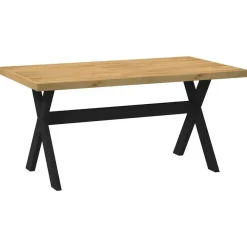 Rechthoekige Eettafels-vidaXL Eettafel NOAIN met X-poten - Naturel - Massief grenenhout - 160x90 cm