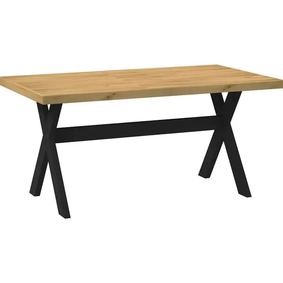 Rechthoekige Eettafels-vidaXL Eettafel NOAIN met X-poten - Naturel - Massief grenenhout - 160x90 cm