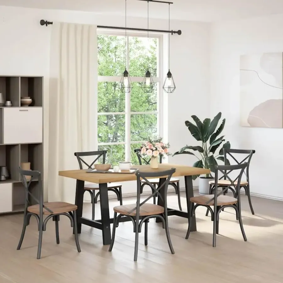Rechthoekige Eettafels-vidaXL Eettafel NOAIN met A-poten - Naturel - Massief grenenhout - 160x90 cm