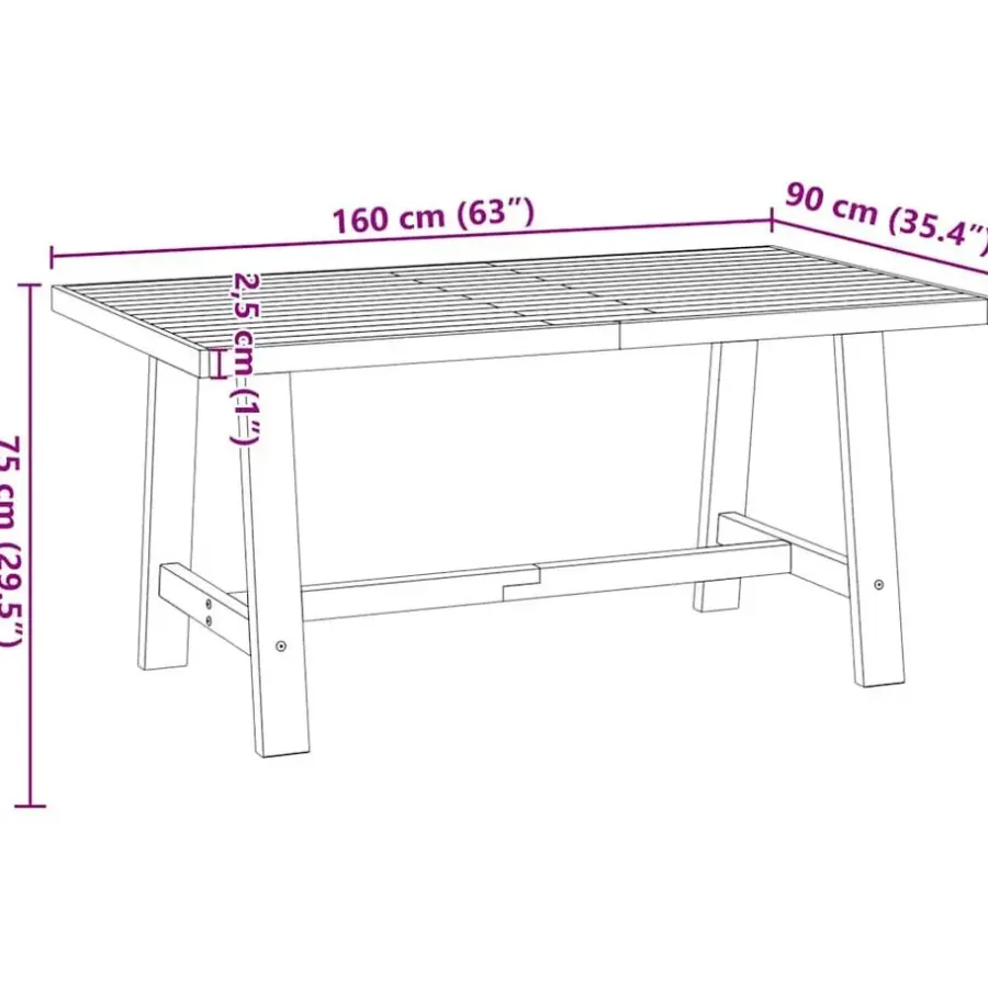 Rechthoekige Eettafels-vidaXL Eettafel NOAIN met A-poten - Naturel - Massief grenenhout - 160x90 cm