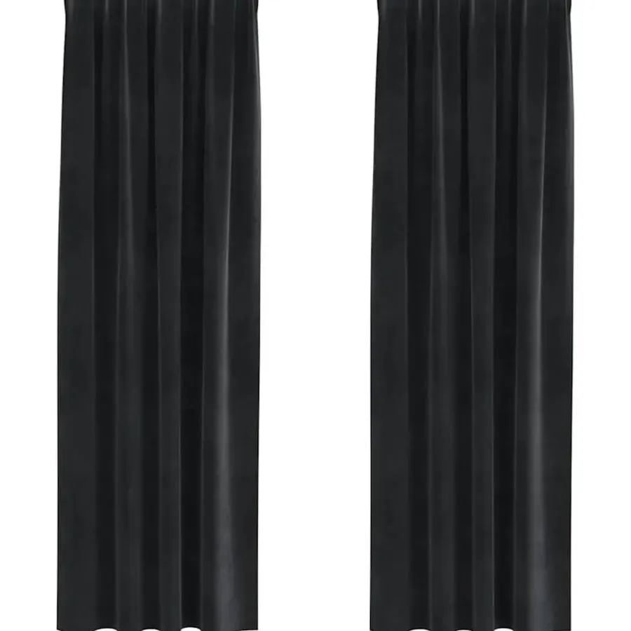 vidaXL Gordijne - Verduisterend - Zwart - 140x225 cm - Fluweel - 2 Stuks