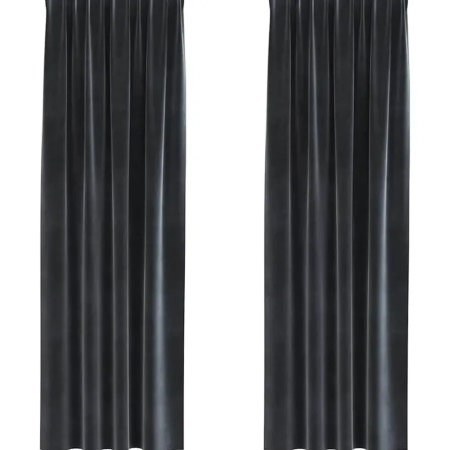 Gordijnen|Kant &Amp; Klaar Gordijnen-vidaXL Gordijnen - Verduisterend - Donkergrijs - 140x225 cm - Fluweel - 2 Stuks