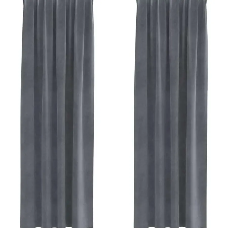Kant &Amp; Klaar Gordijnen-vidaXL Gordijnen - Verduisterend - Lichtgrijs - 140x260 cm - Fluweel - 2 Stuks
