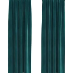 Gordijnen|Kant &Amp; Klaar Gordijnen-vidaXL Gordijnen - Verduisterend - 140x245 cm - Donkergroen - Fluweel - 2 Stuks