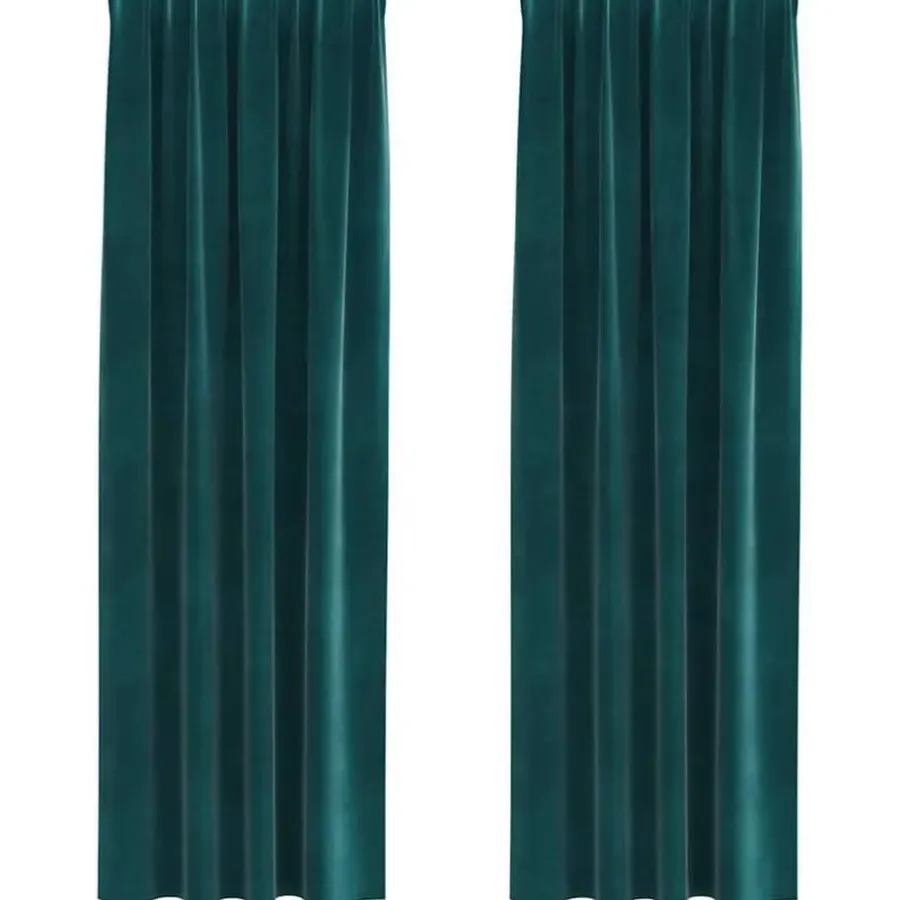 Gordijnen|Kant &Amp; Klaar Gordijnen-vidaXL Gordijnen - Verduisterend - 140x245 cm - Donkergroen - Fluweel - 2 Stuks