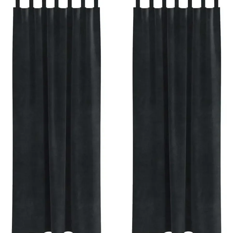 Kant &Amp; Klaar Gordijnen-vidaXL Gordijnen met lussen - Verduisterend - Zwart Fluweel - 140x225 cm - 2 St.