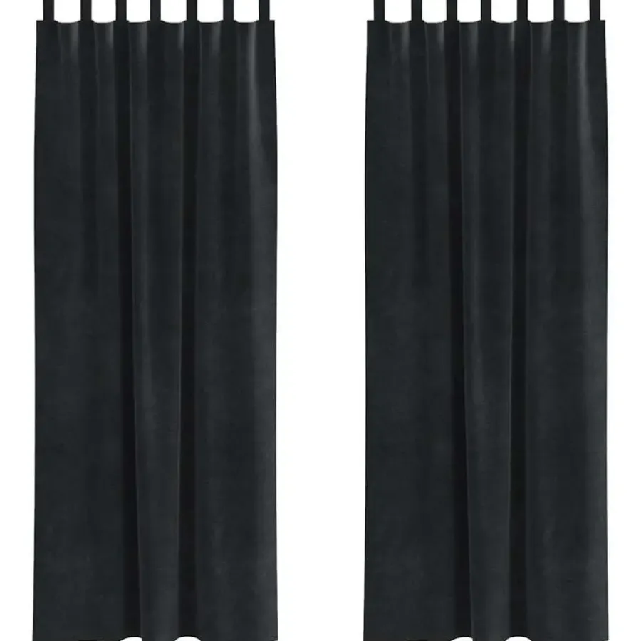vidaXL Gordijnen met lussen - Verduisterend - Zwart Fluweel - 140x245 cm - 2 St.