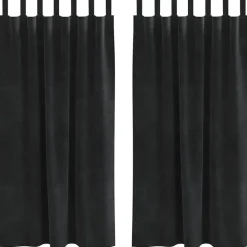 Kant &Amp; Klaar Gordijnen-vidaXL Gordijnen met lussen - Verduisterend - Zwart Fluweel - 140x175 cm - 2 St.