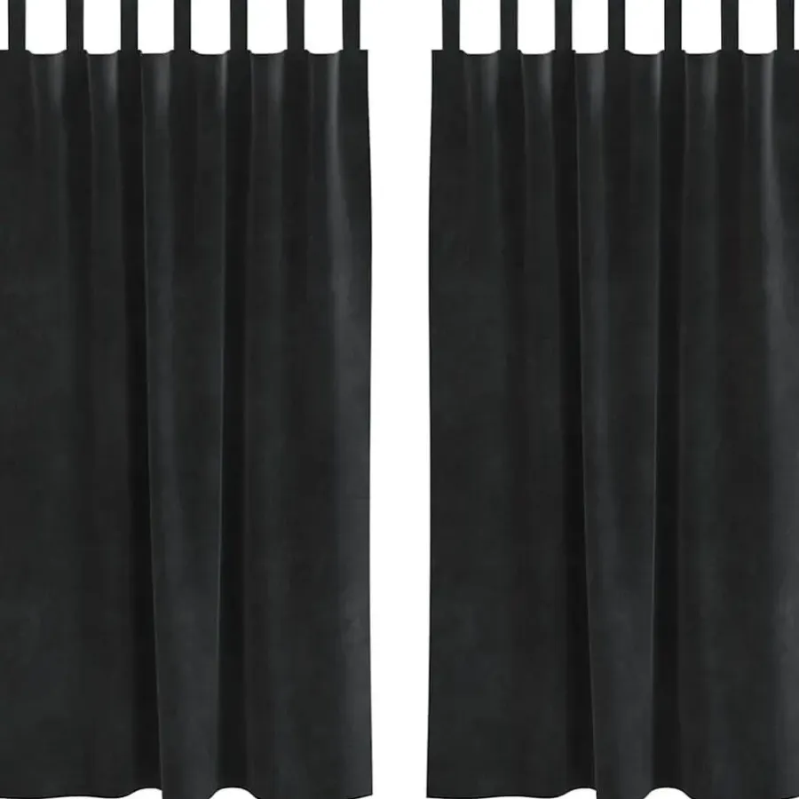 Kant &Amp; Klaar Gordijnen-vidaXL Gordijnen met lussen - Verduisterend - Zwart Fluweel - 140x175 cm - 2 St.