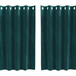 Gordijnen|Kant &Amp; Klaar Gordijnen-vidaXL Gordijnen met ringen - Donkergroen - 140x140 cm - Fluweel - 2 Stuks