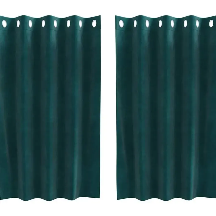 Gordijnen|Kant &Amp; Klaar Gordijnen-vidaXL Gordijnen met ringen - Donkergroen - 140x140 cm - Fluweel - 2 Stuks