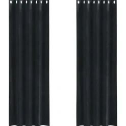 Gordijnen|Kant &Amp; Klaar Gordijnen-vidaXL Gordijnen met ringen - Verduisterend - Zwart Fluweel - 140x245 cm - 2 St.