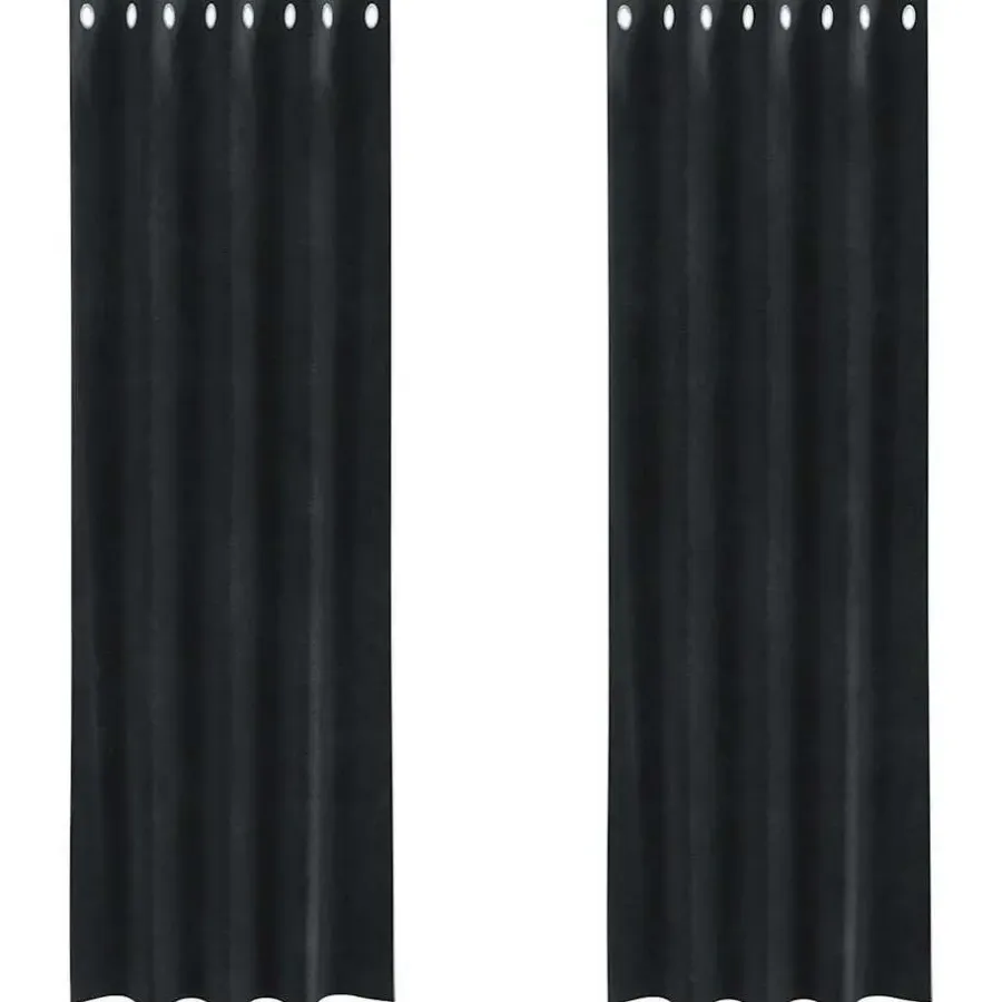 Gordijnen|Kant &Amp; Klaar Gordijnen-vidaXL Gordijnen met ringen - Verduisterend - Zwart Fluweel - 140x245 cm - 2 St.