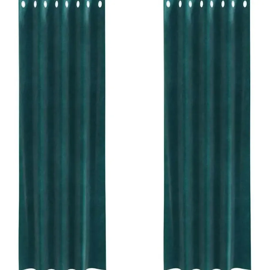 vidaXL Gordijnen met ringen - Donkergroen - 140x245 cm - Fluweel - 2 Stuks