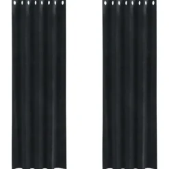 Gordijnen|Kant &Amp; Klaar Gordijnen-vidaXL Gordijnen met ringen - Verduisterend - Zwart Fluweel - 140x225 cm - 2 St.