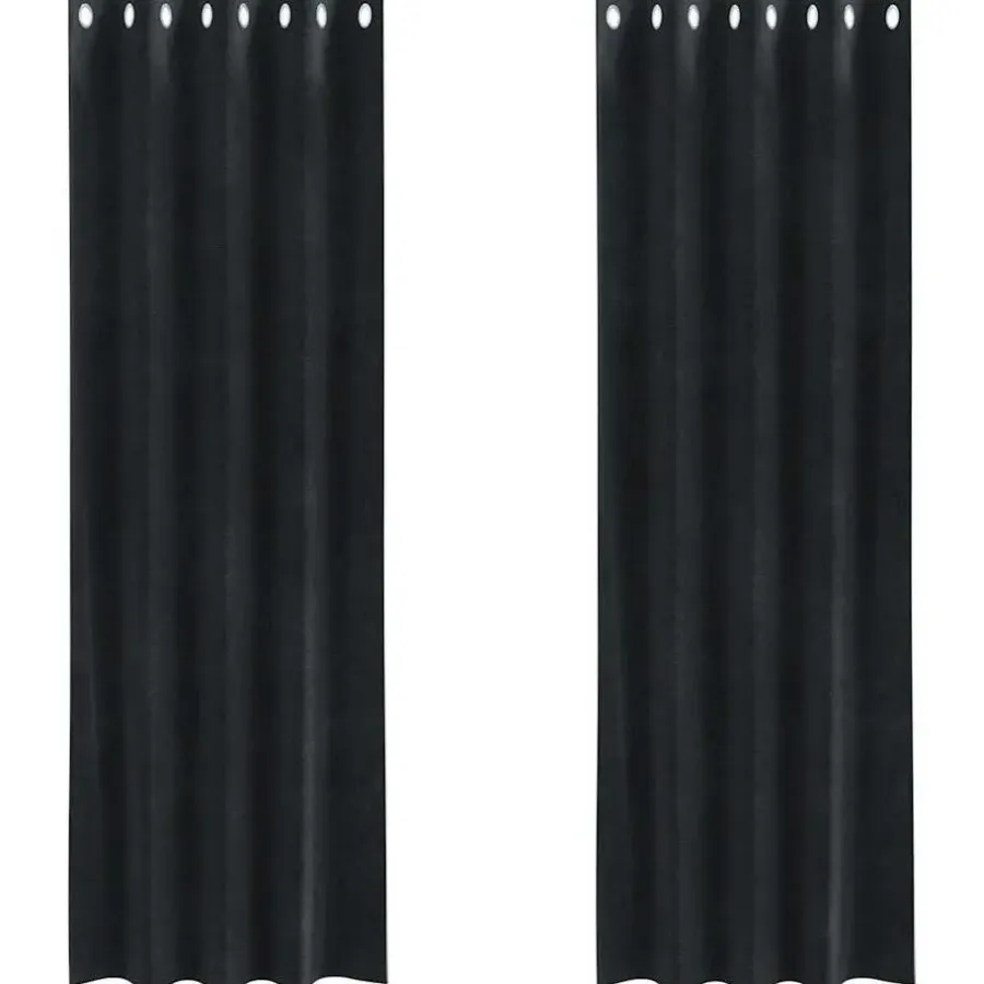 Gordijnen|Kant &Amp; Klaar Gordijnen-vidaXL Gordijnen met ringen - Verduisterend - Zwart Fluweel - 140x225 cm - 2 St.