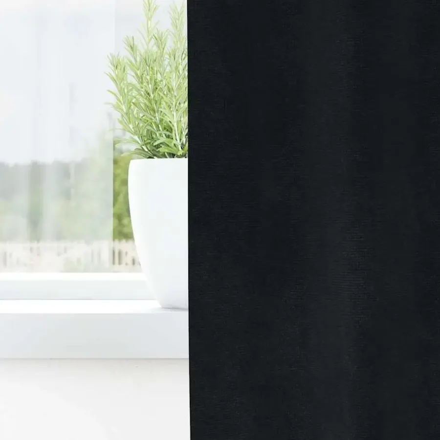 Gordijnen|Kant &Amp; Klaar Gordijnen-vidaXL Gordijnen met ringen - Verduisterend - Zwart Fluweel - 140x225 cm - 2 St.