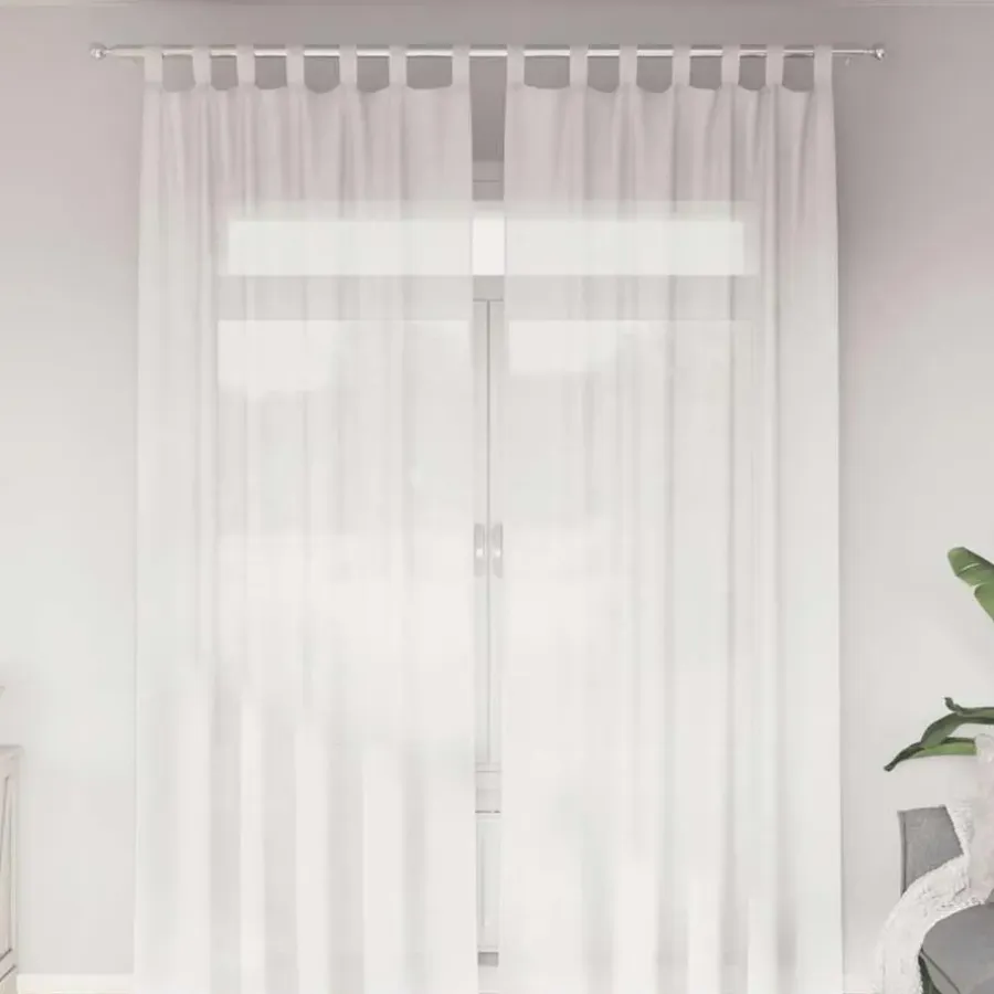 vidaXL Gordijnen van voile met lussen - Wit - 140x260 cm - Stof - 2 Stuks