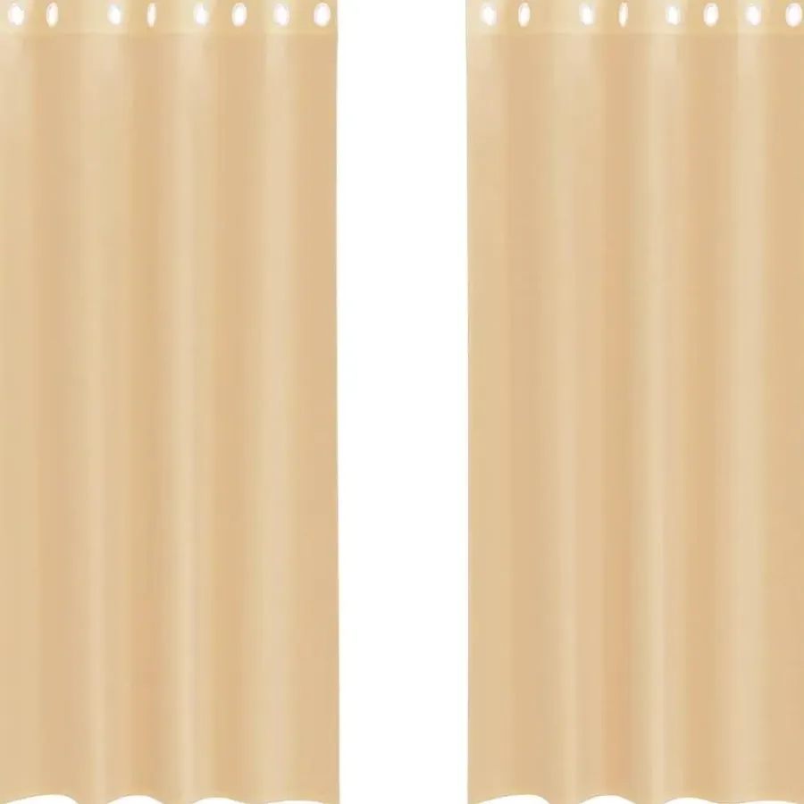 Kant &Amp; Klaar Gordijnen-vidaXL Gordijnen van voile met ringen - Zand - 140x245 cm - Stof - 2 Stuks