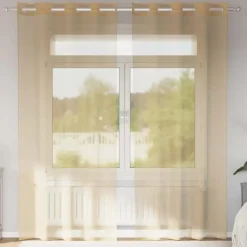 Kant &Amp; Klaar Gordijnen-vidaXL Gordijnen van voile met ringen - Zand - 140x245 cm - Stof - 2 Stuks