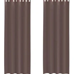 Kant &Amp; Klaar Gordijnen-vidaXL Gordijnen van voile met ringen - Bruin - 140x260 cm - Stof - 2 Stuks