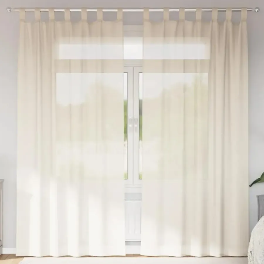 vidaXL Gordijnen van voile met lussen - Crème - 140x245 cm - Stof - 2 Stuks