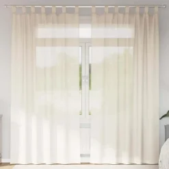 Kant &Amp; Klaar Gordijnen-vidaXL Gordijnen van voile met lussen - Crème - 140x225 cm - Stof - 2 Stuks
