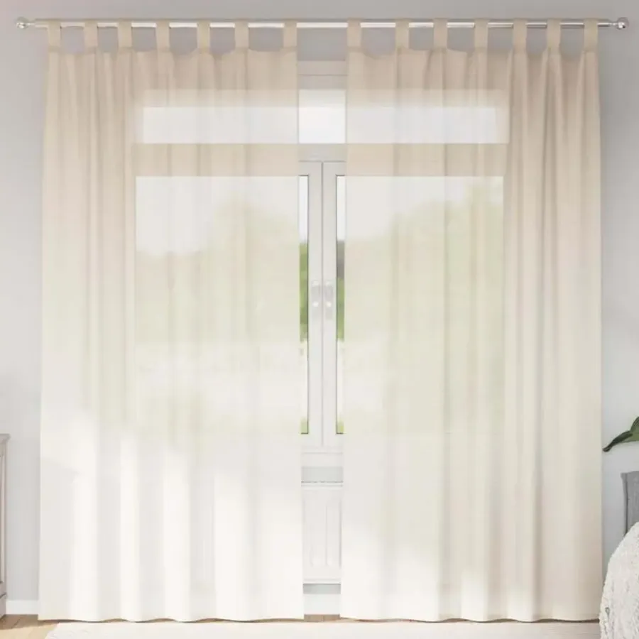 Kant &Amp; Klaar Gordijnen-vidaXL Gordijnen van voile met lussen - Crème - 140x225 cm - Stof - 2 Stuks