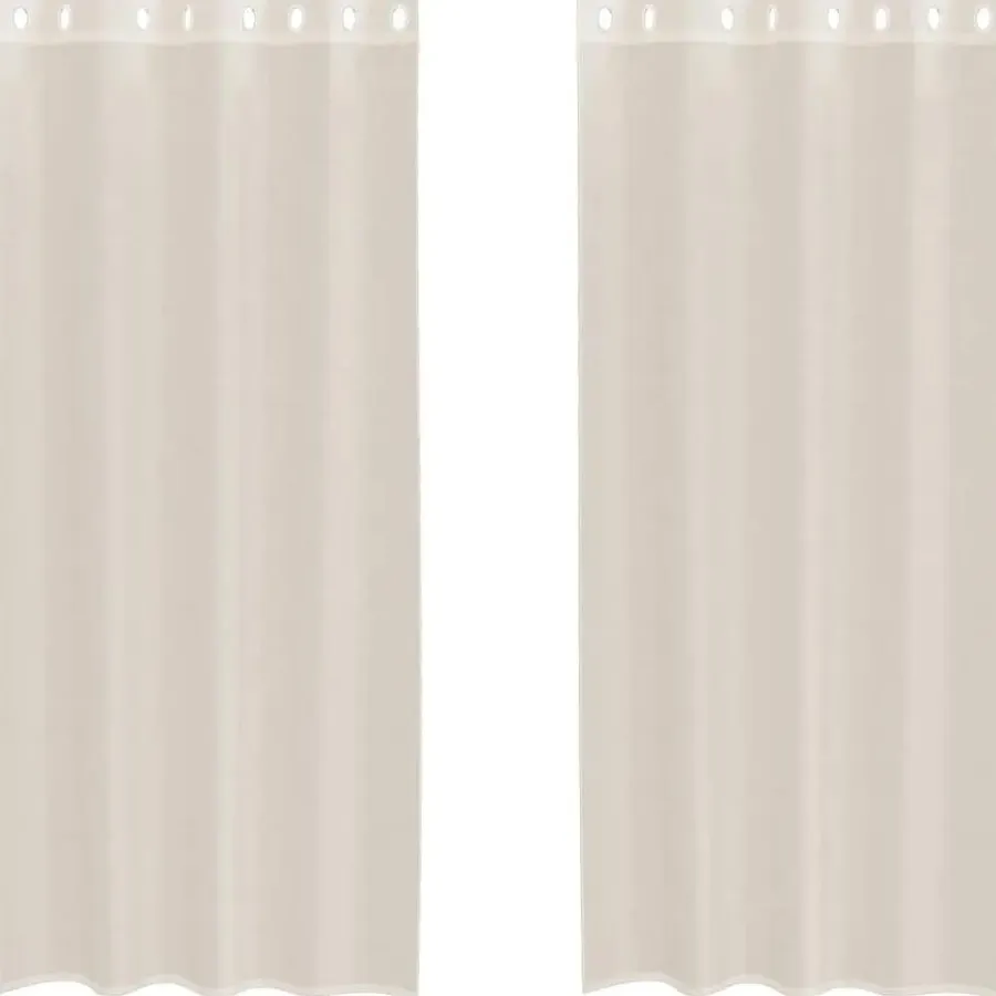 vidaXL Gordijnen van voile met ringen - Crème - 140x225 cm - Stof - 2 Stuks