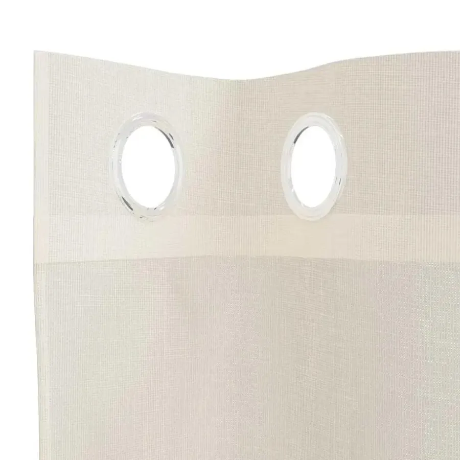 vidaXL Gordijnen van voile met ringen - Crème - 140x225 cm - Stof - 2 Stuks