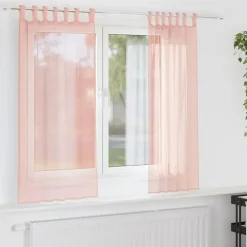 Kant &Amp; Klaar Gordijnen-vidaXL Gordijnen van voile met lussen - Roze - 140x140 cm - Stof - 2 Stuks