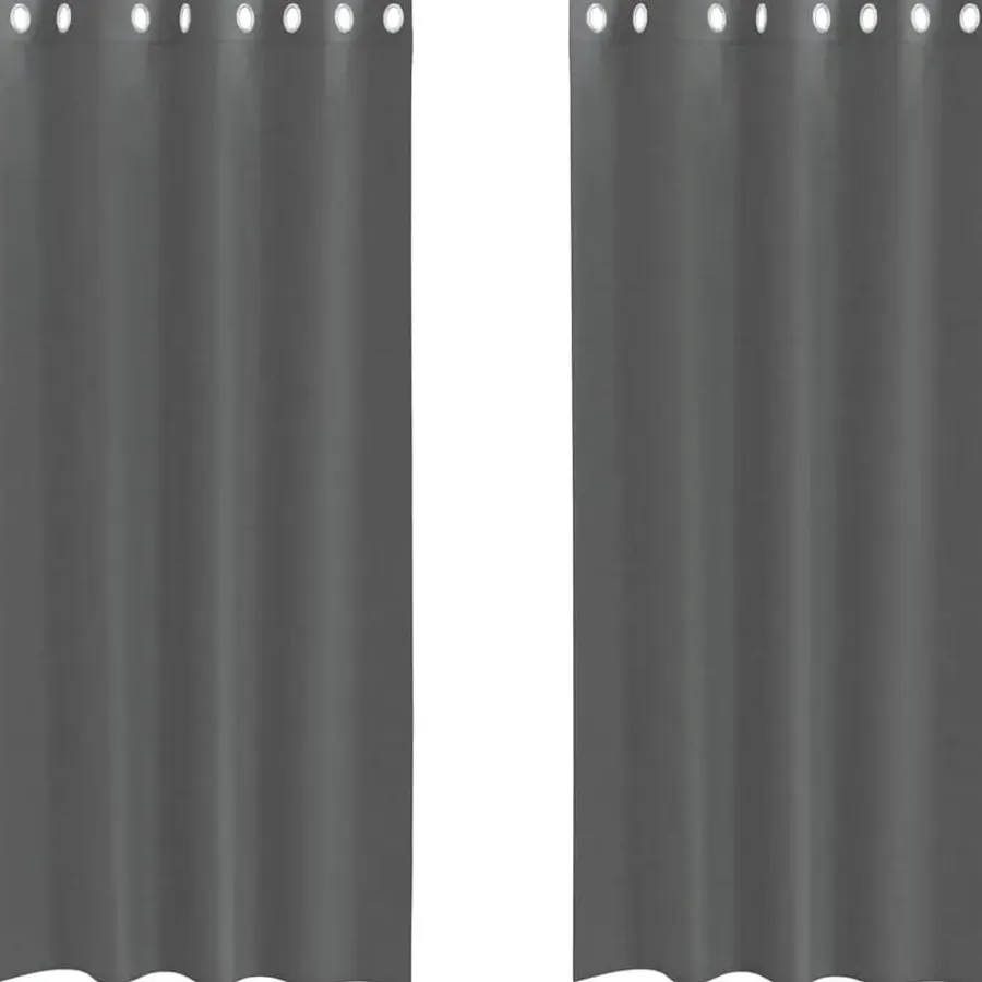 vidaXL Gordijnen van voile met ringen - Donkergrijs - 140x225 cm - Stof - 2 St.