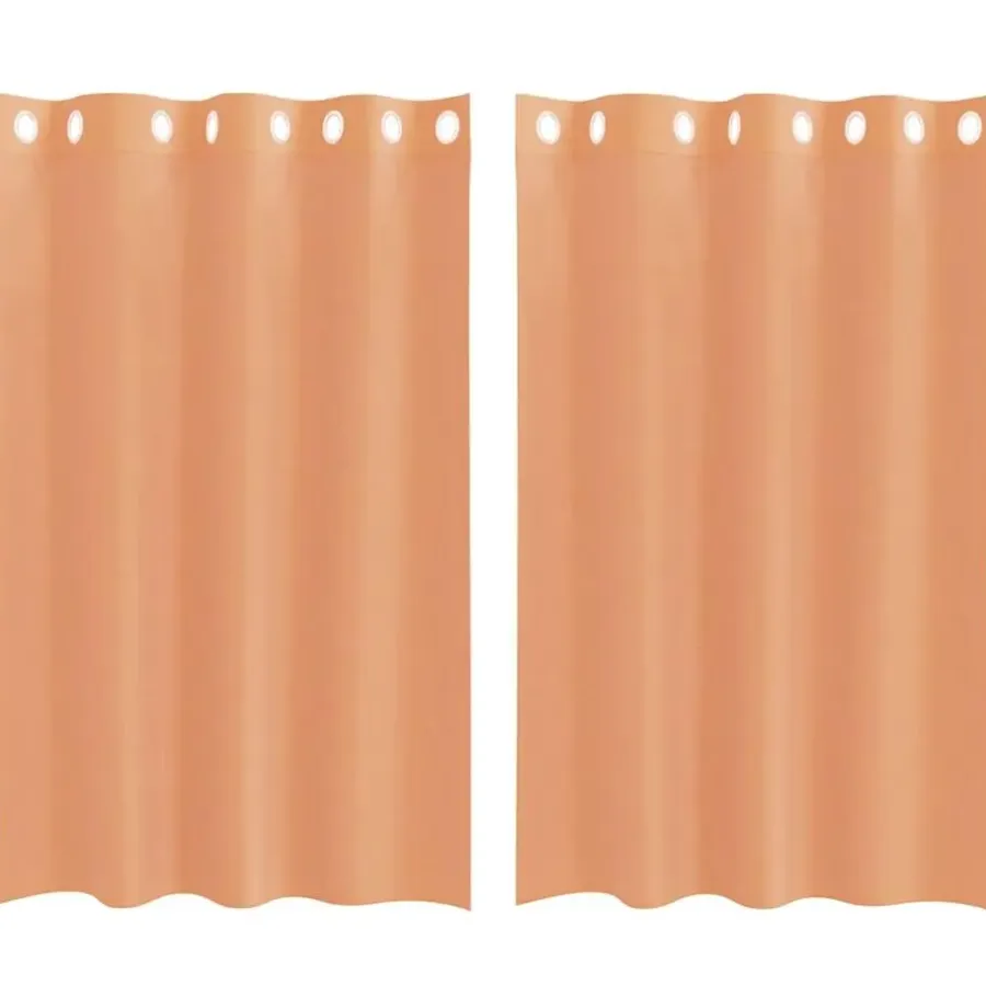Kant &Amp; Klaar Gordijnen-vidaXL Gordijnen van voile met ringen - Terracotta - 140x175 cm - Stof - 2 Stuks