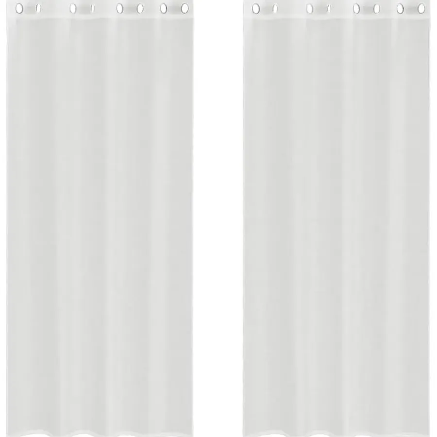 vidaXL Gordijnen van voile met ringen - Wit - 140x245 cm - Stof - 2 Stuks