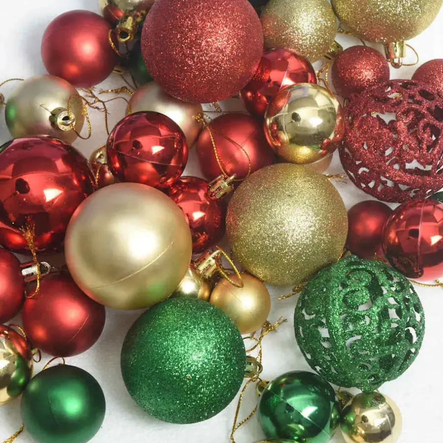 Kerstballen-vidaXL Kerstballen met 150 LED - 61-delig - Ø3/4/6 cm - Multikleur - Kunststof