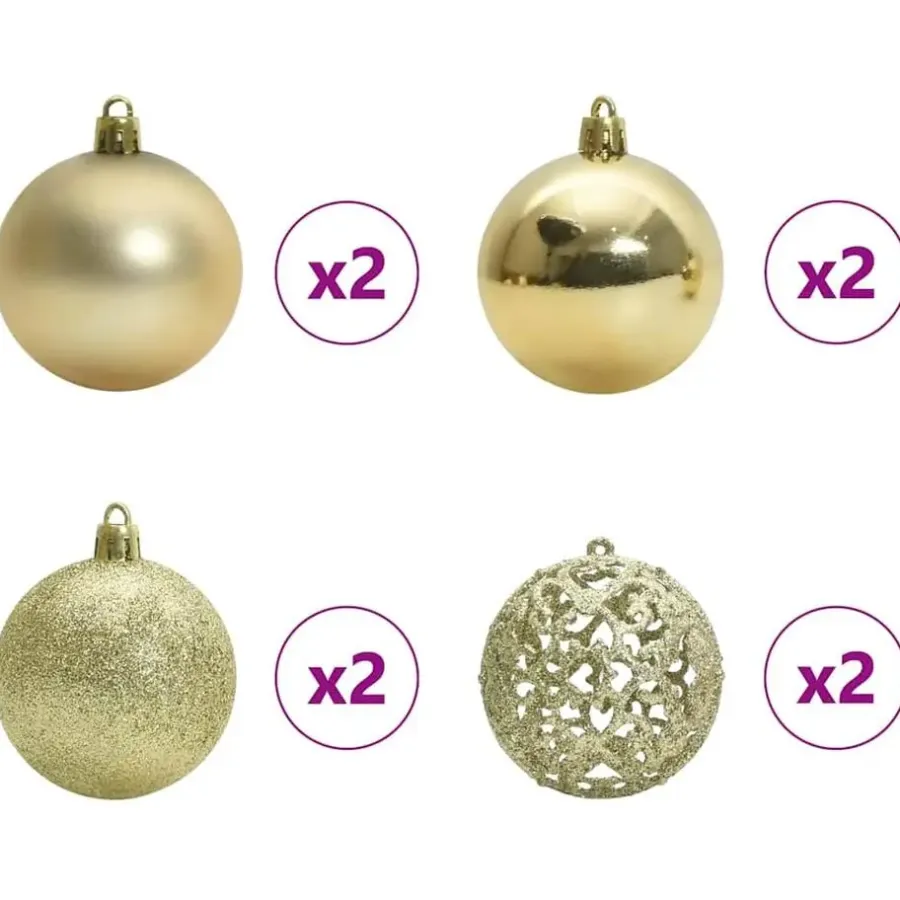 Kerstballen-vidaXL Kerstballen met 150 LED - 61-delig - Ø3/4/6 cm - Multikleur - Kunststof