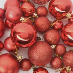 Kerstballen-vidaXL Kerstballen met 150 LED - 61-delig - Ø3/4/6 cm - Rood - Kunststof - Mix