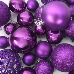 vidaXL Kerstballen set met 150 LED - 61x - Ø3/4/6 cm - Lila - Kunststof - Mix