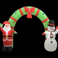 Kerstverlichting-vidaXL Kerstboog kerstman en sneeuwpop opblaasbaar LED 223 cm