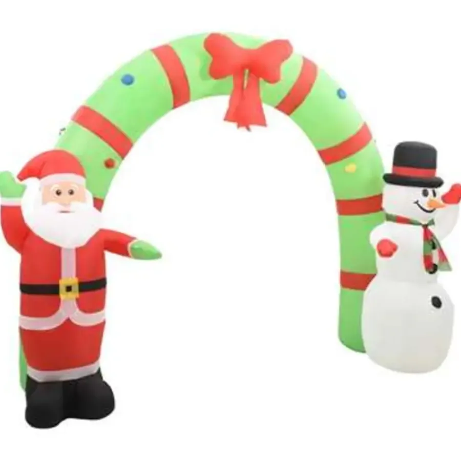 Kerstverlichting-vidaXL Kerstboog kerstman en sneeuwpop opblaasbaar LED 223 cm